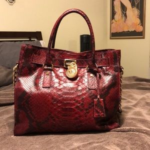Michael Kors Large Hamilton Leather Python Bag